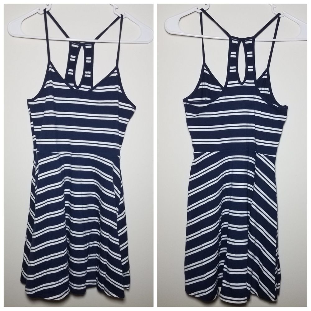 EUC|Blue Striped Racerback Skater Dress, SMALL